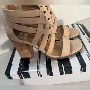 NEW DV By Dolce Vita Womens Cluster Zipper Open-toe Block Heels Shoes Nude 10